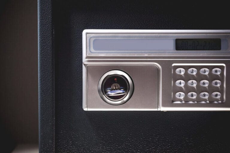 Close Up An Electronic Combination Lock With A Key